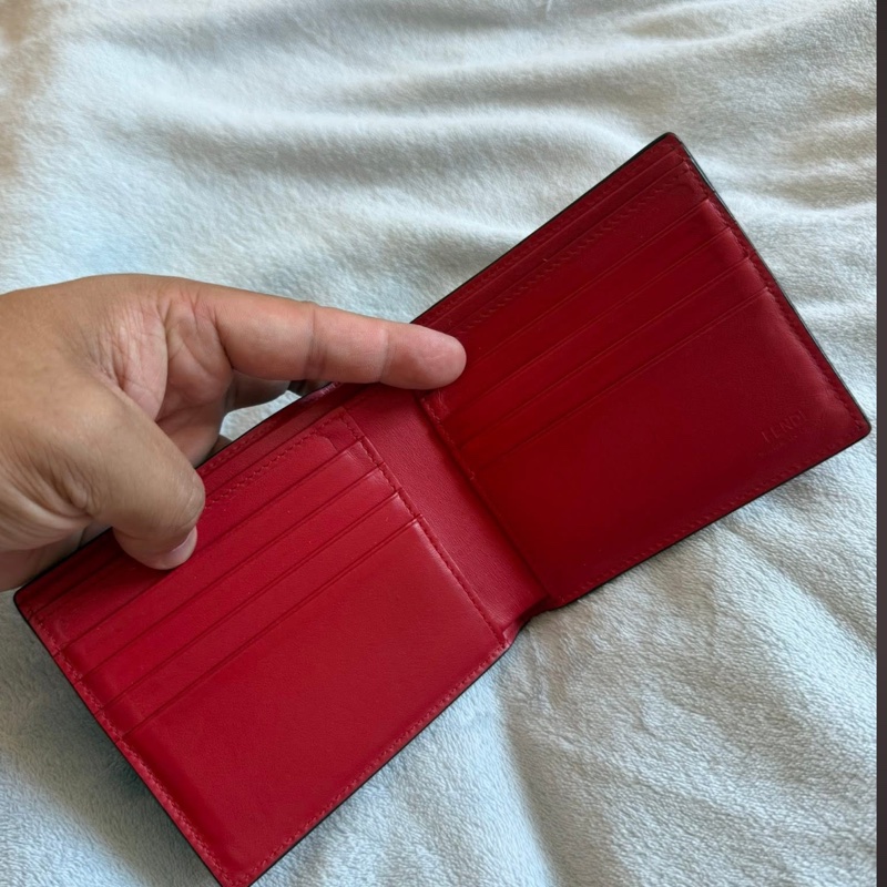 Fendi怪獸眼睛黑色牛皮對折短夾-6