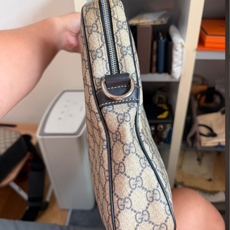 Gucci 咖啡色經典雙G防水PVC公事包-2