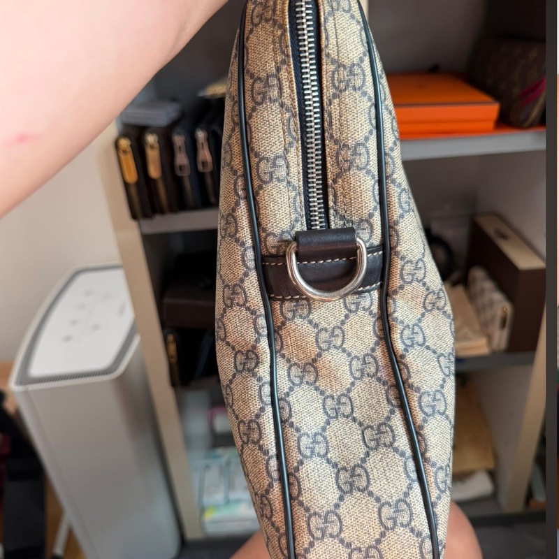 Gucci 咖啡色經典雙G防水PVC公事包-3