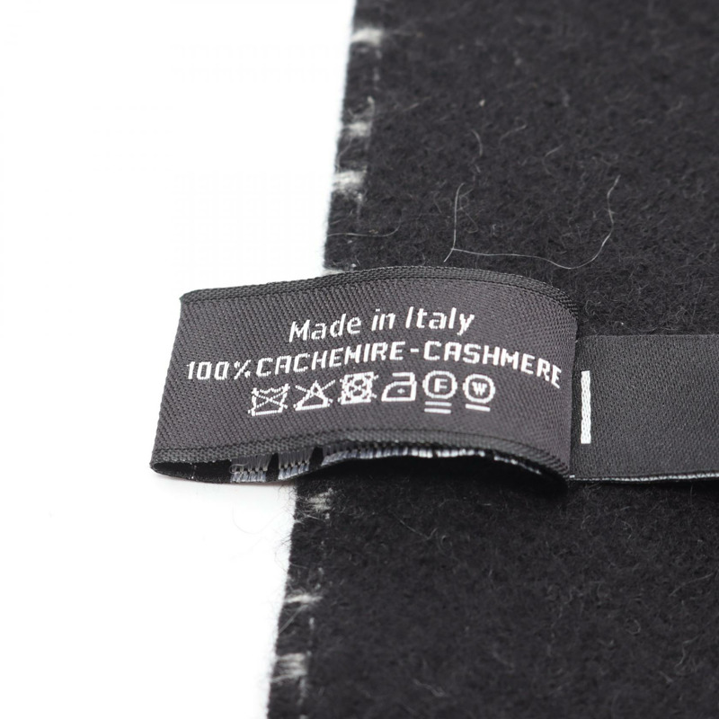 香奈兒 COCO 標誌圍巾披肩羊絨圍巾黑色灰色二手女士 CC-4