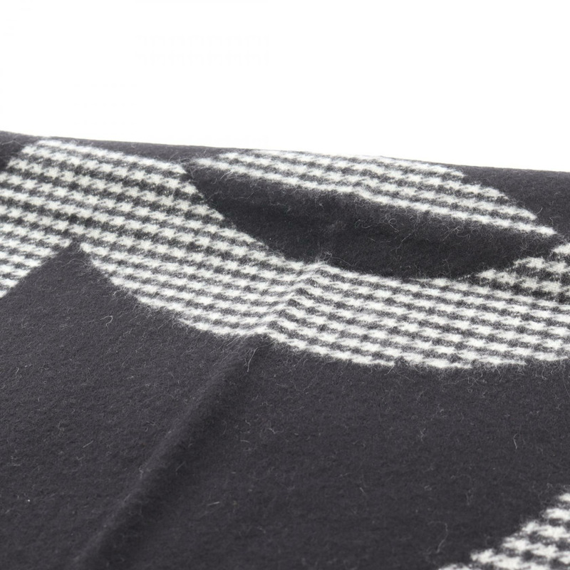 香奈兒 COCO 標誌圍巾披肩羊絨圍巾黑色灰色二手女士 CC-5