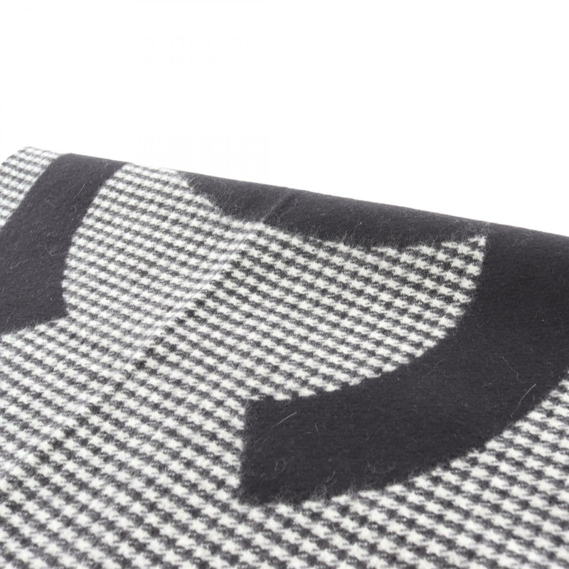 香奈兒 COCO 標誌圍巾披肩羊絨圍巾黑色灰色二手女士 CC-7