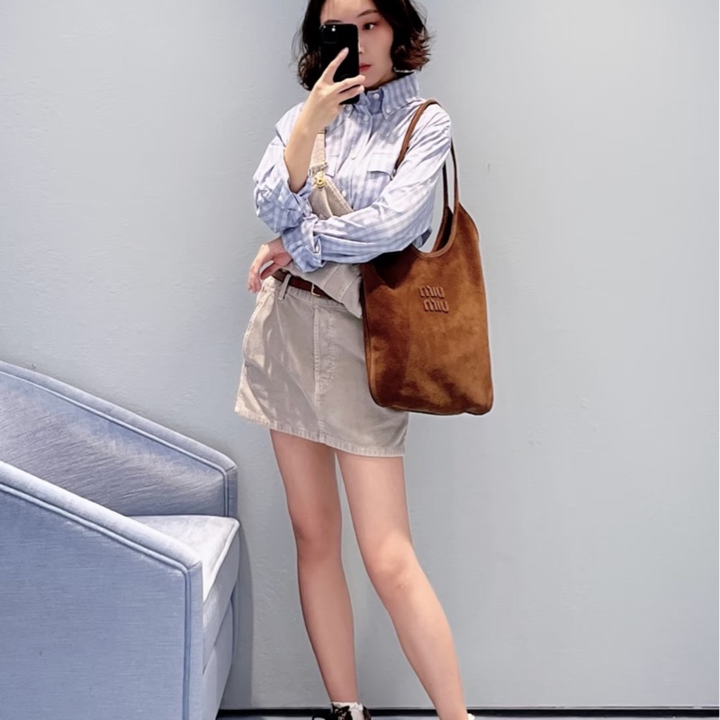 Miu Miu Ivy bag/肩背包/中號/麂皮款/全新閒置美品-8