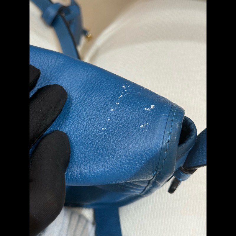 Loewe 皇冠半月斜挎包 藍色牛皮 半月馬鞍 底長23cm-12