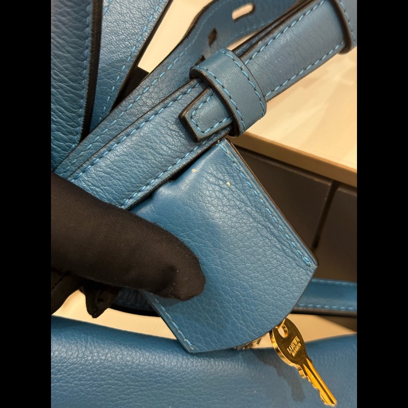 Loewe 皇冠半月斜挎包 藍色牛皮 半月馬鞍 底長23cm-21