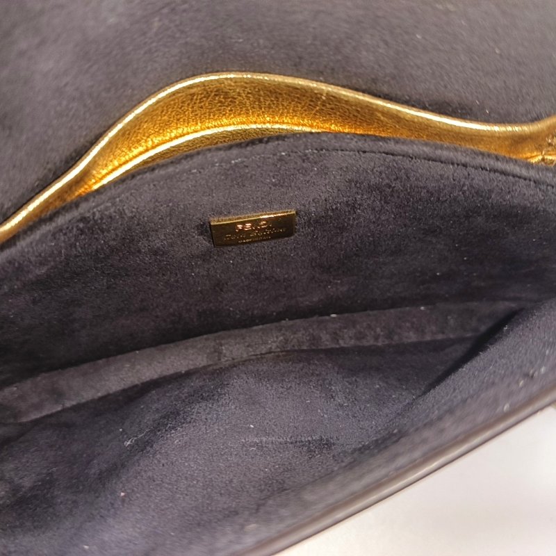 FENDI Baguette Micro金色牛皮雙F單肩包斜挎包 金色五金 可拆卸肩帶 9.8新-6