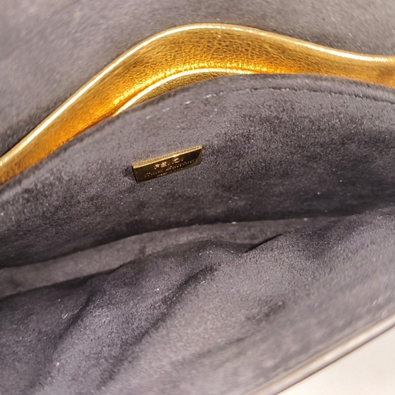 FENDI Baguette Micro金色牛皮雙F單肩包斜挎包 金色五金 可拆卸肩帶 9.8新-8