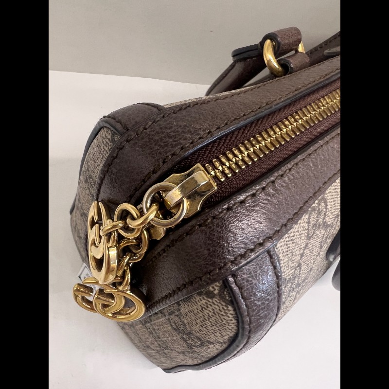 Gucci ophidia系列老花logo紅藍條紋枕頭包-6