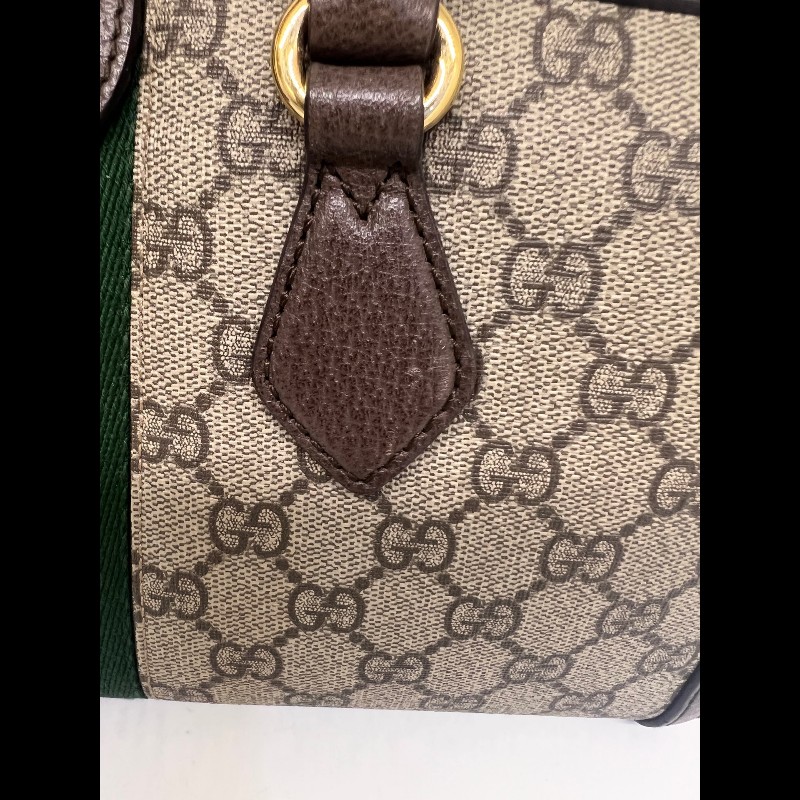 Gucci ophidia系列老花logo紅藍條紋枕頭包-9