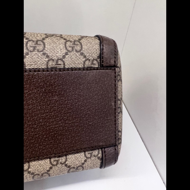 Gucci ophidia系列老花logo紅藍條紋枕頭包-12