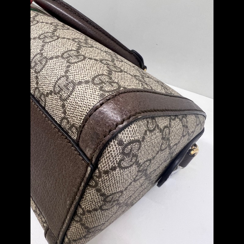 Gucci ophidia系列老花logo紅藍條紋枕頭包-13