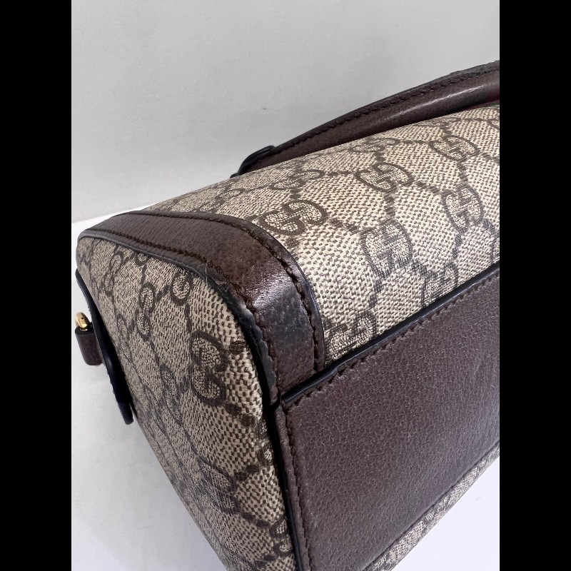 Gucci ophidia系列老花logo紅藍條紋枕頭包-14