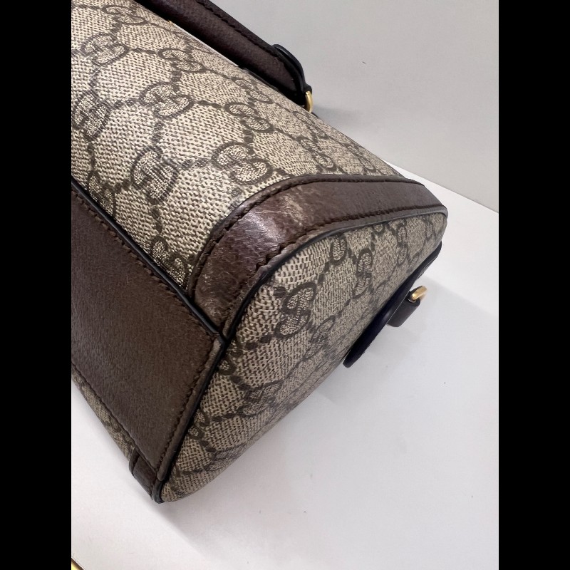 Gucci ophidia系列老花logo紅藍條紋枕頭包-18