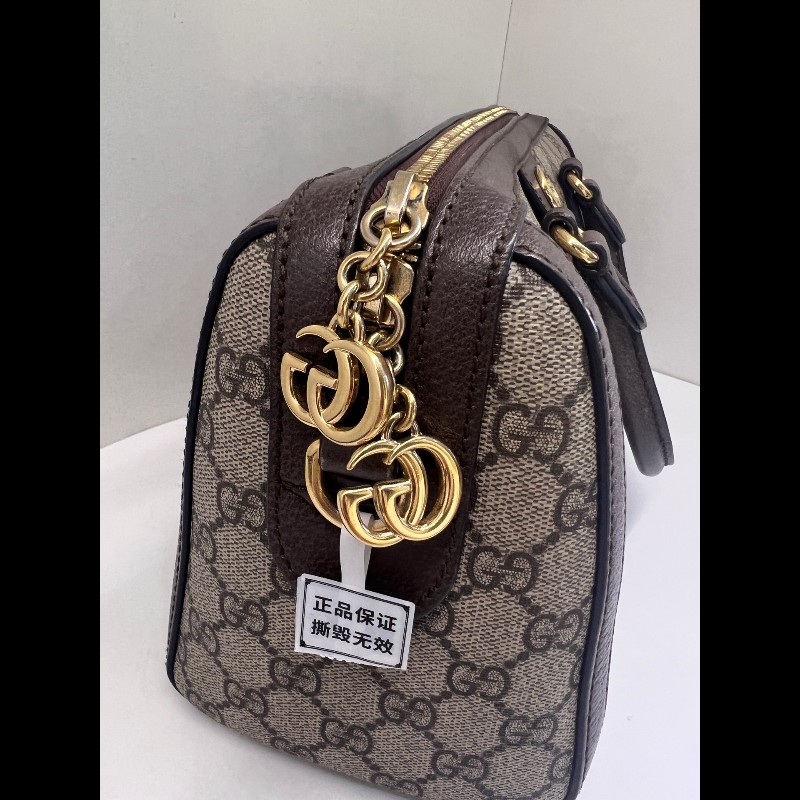 Gucci ophidia系列老花logo紅藍條紋枕頭包-20