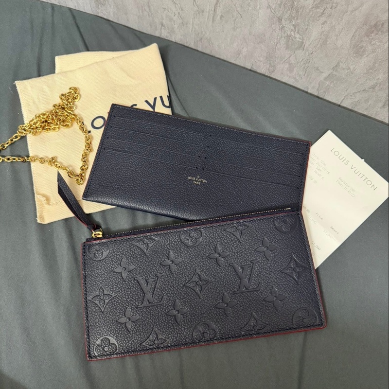 Lv 深藍壓紋三合一鏈條包-13