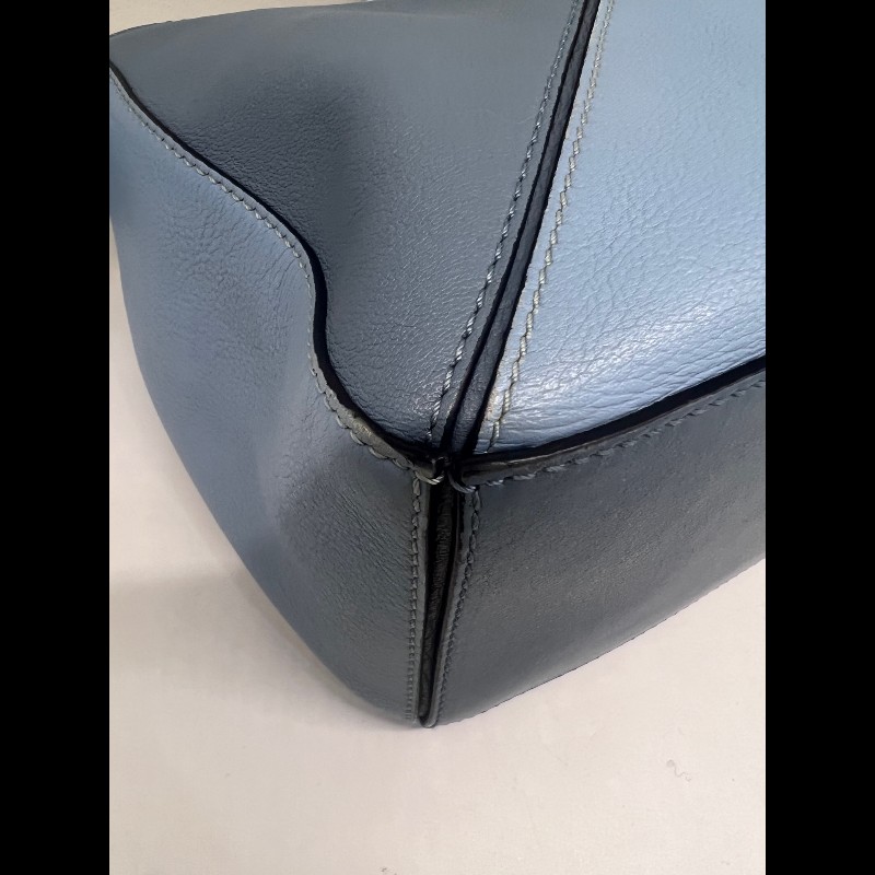 Loewe Puzzle 藍色拼色小號皮革手提肩背包幾何包-12