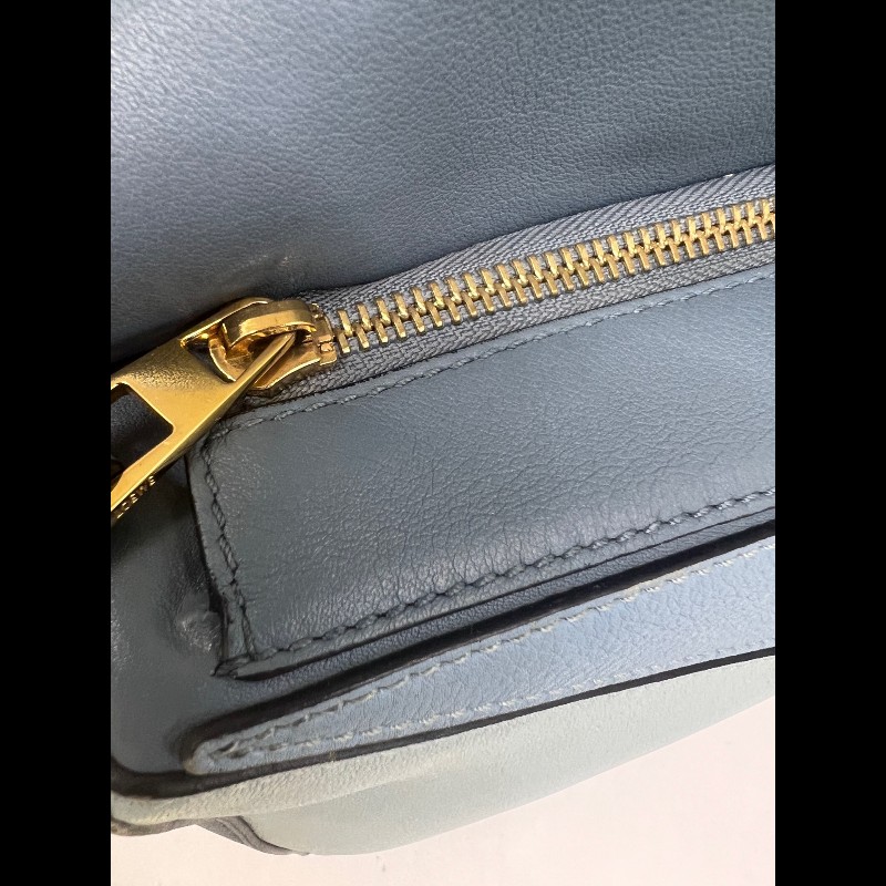 Loewe Puzzle 藍色拼色小號皮革手提肩背包幾何包-17