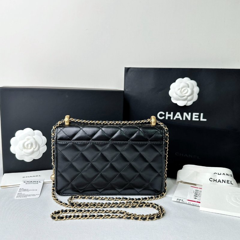 CHANEL 小羊皮雙金球WOC鏈帶包-1