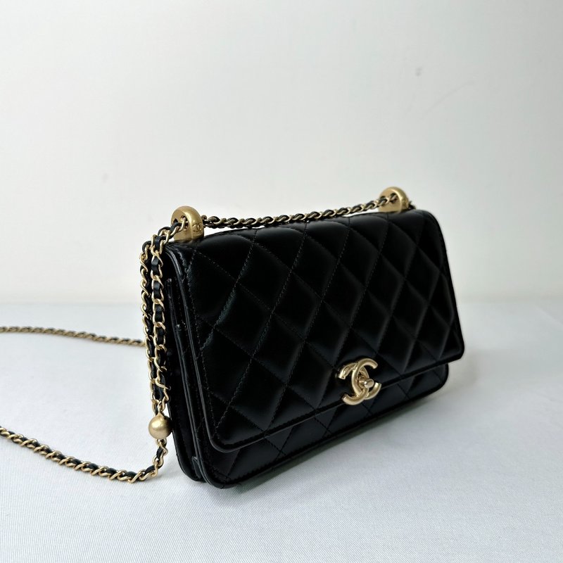 CHANEL 小羊皮雙金球WOC鏈帶包-3