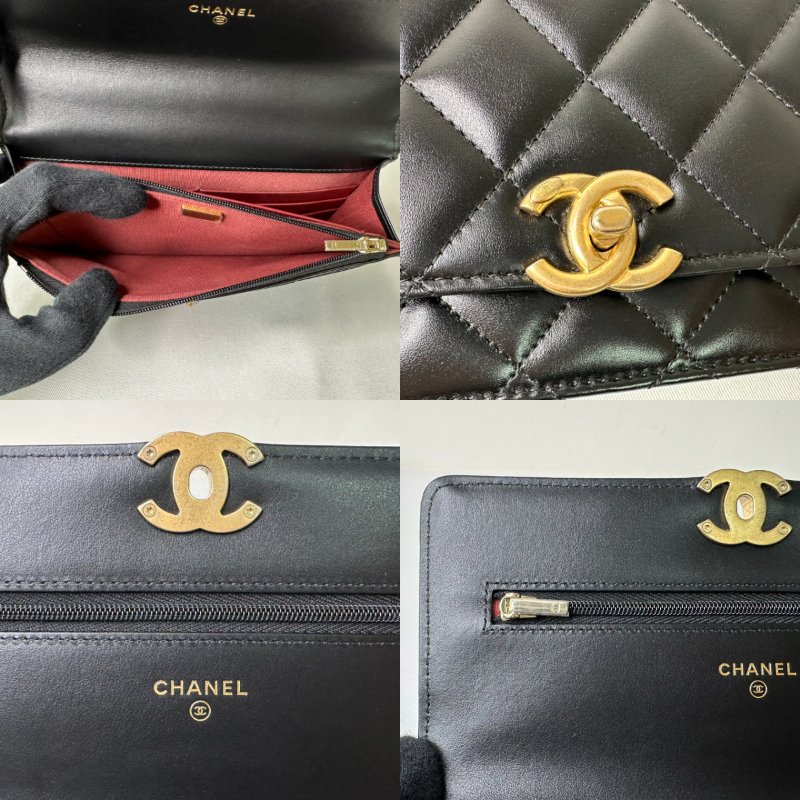 CHANEL 小羊皮雙金球WOC鏈帶包-7