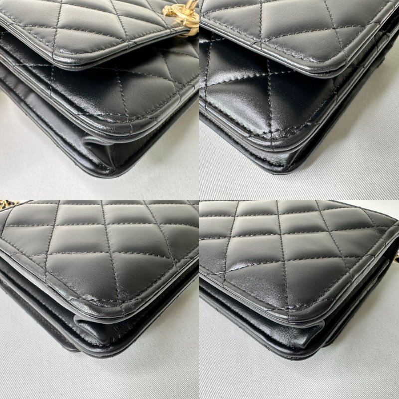 CHANEL 小羊皮雙金球WOC鏈帶包-9