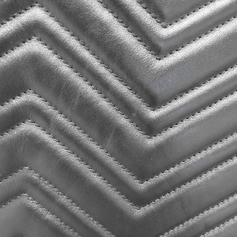 GUCCI GG Marmont 黑色牛皮绗缝波浪纹单肩包斜挎包 金色五金 9.8新-8