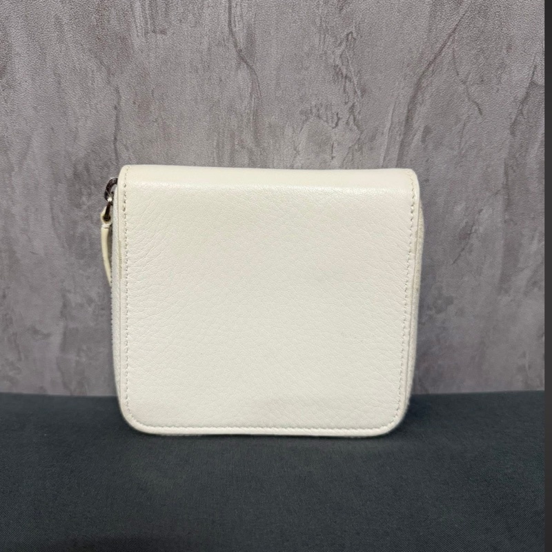 巴黎世家 白色拉鍊零錢卡包-1