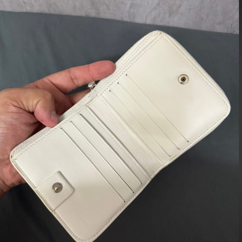 巴黎世家 白色拉鍊零錢卡包-6