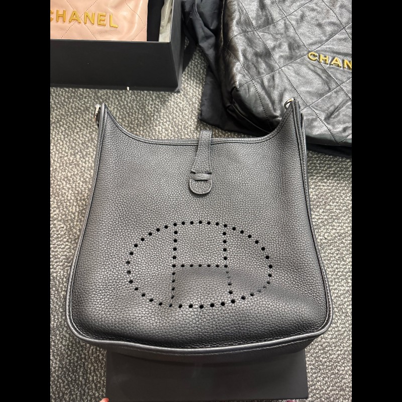 Hermes愛馬仕 黑色銀扣伊芙琳evelyne29-6