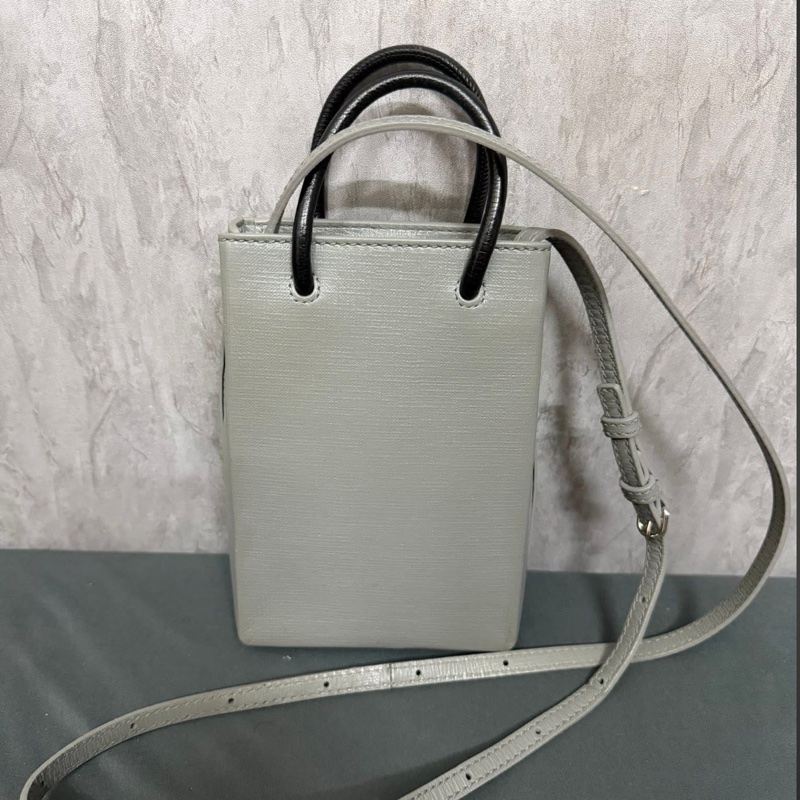 巴黎世家 LOGO兩用迷你紙袋包（灰）-1