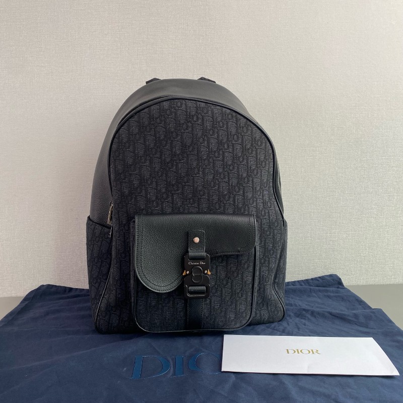 Dior saddle帆布拼皮oblique老花後背包-0