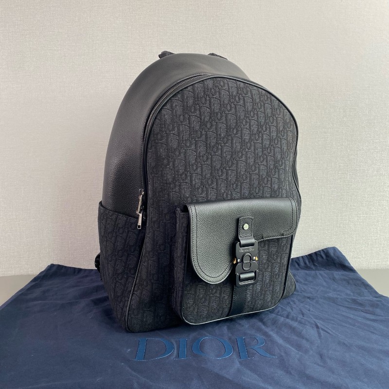 Dior saddle帆布拼皮oblique老花後背包-1