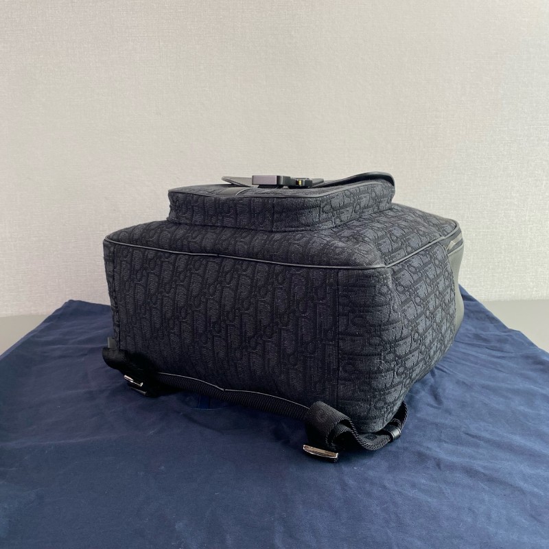 Dior saddle帆布拼皮oblique老花後背包-4