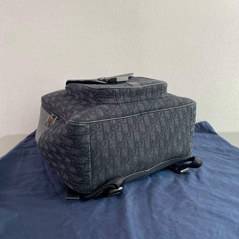 Dior saddle帆布拼皮oblique老花後背包-5