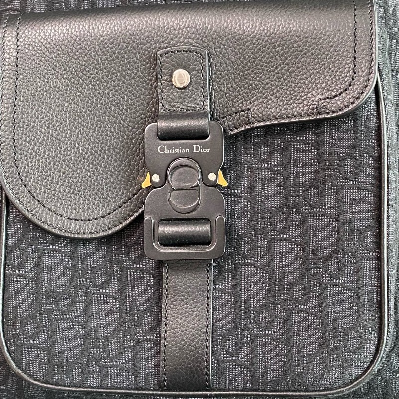 Dior saddle帆布拼皮oblique老花後背包-6