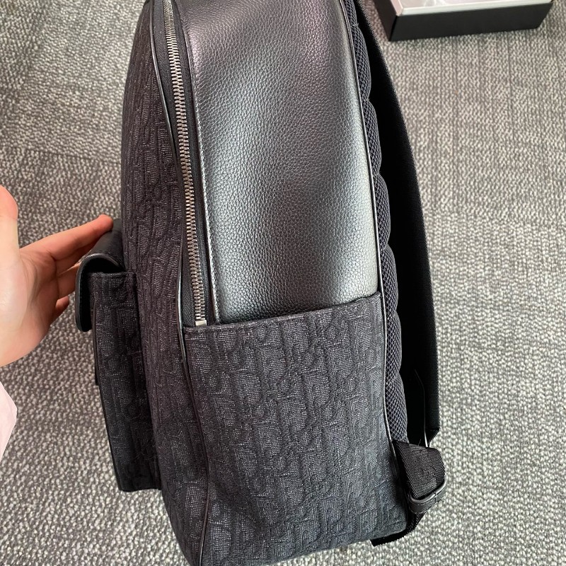 Dior saddle帆布拼皮oblique老花後背包-11