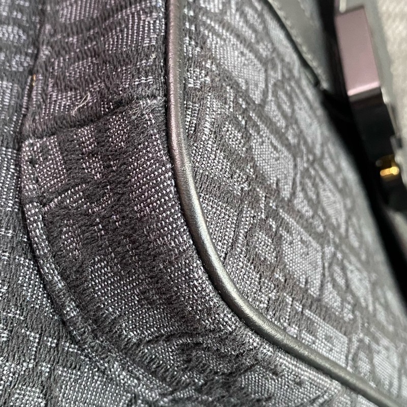 Dior saddle帆布拼皮oblique老花後背包-20