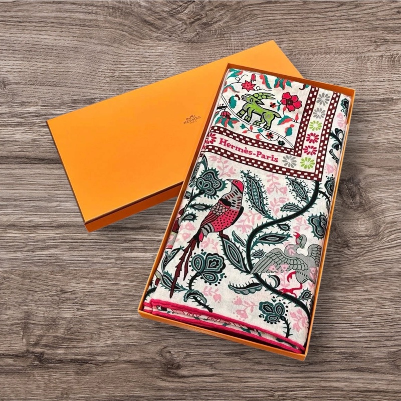 愛馬仕-喀什米爾絲綢混紡披肩、圍巾-2