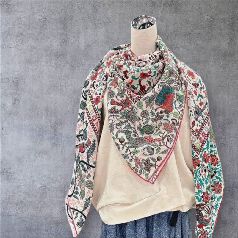 愛馬仕-喀什米爾絲綢混紡披肩、圍巾-5