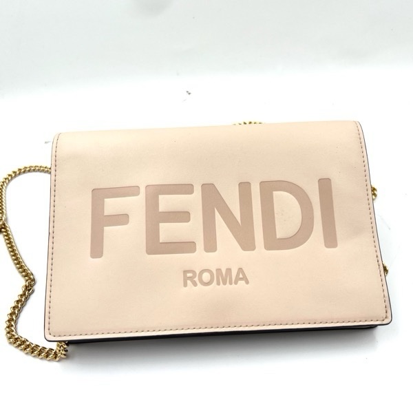Fendi. 墨蘭迪粉色 可拆，鏈條肩背包長夾-8