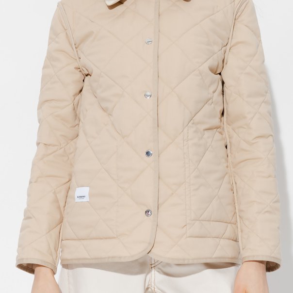 Burberry Check Diamond Quilted Nylon Barn Jacket for Women in Soft Fawn - 8066087-Soft_Fawn_Check ( Size: M / L )-3