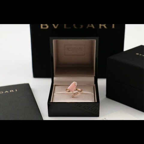 BVLGARI Gelati系列 玫瑰金粉蛋白石冰淇淋戒指 56號