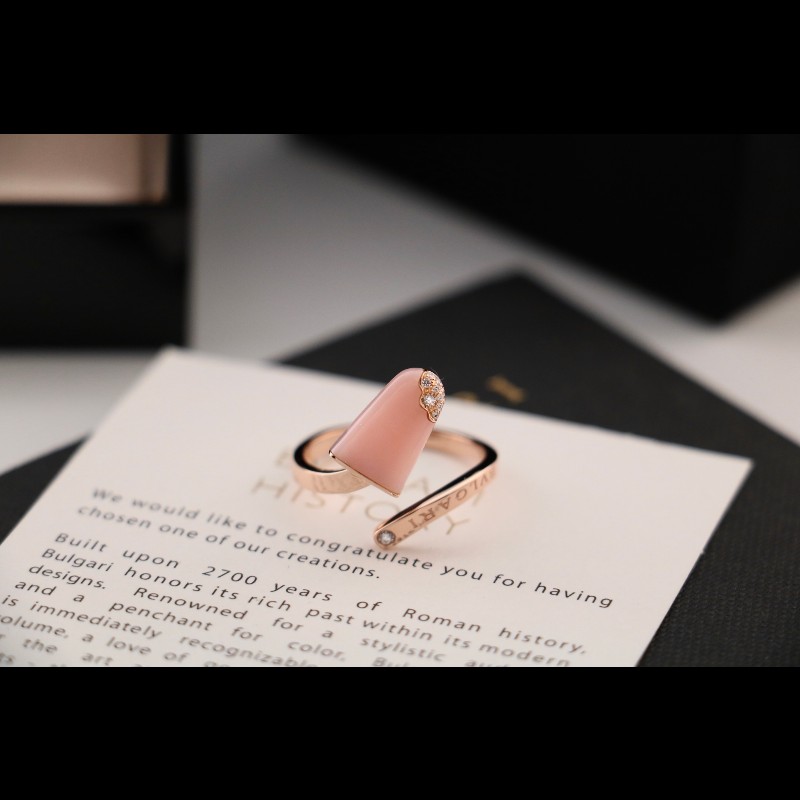 BVLGARI Gelati系列 玫瑰金粉蛋白石冰淇淋戒指 56號-2