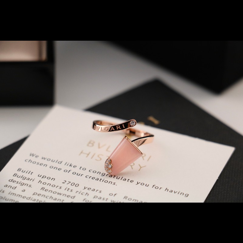 BVLGARI Gelati系列 玫瑰金粉蛋白石冰淇淋戒指 56號-3