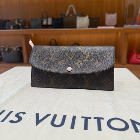 Louis Vuitton Emilie LV長夾/粉色豆豆