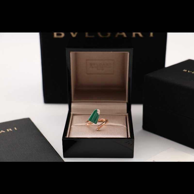 BVLGARI玫瑰金 孔雀石 冰淇淋 戒指 52碼-0
