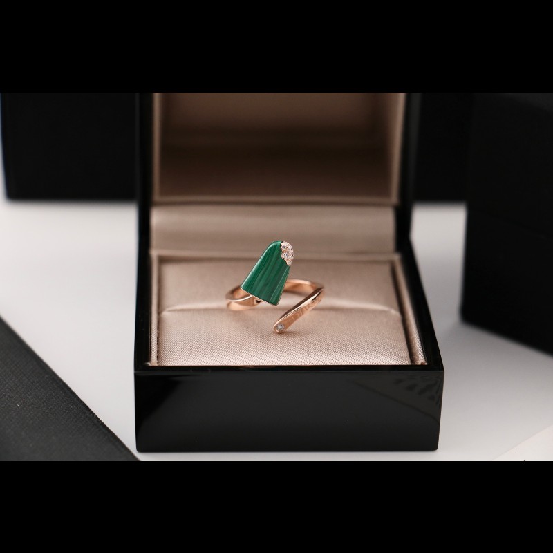 BVLGARI玫瑰金 孔雀石 冰淇淋 戒指 52碼-1