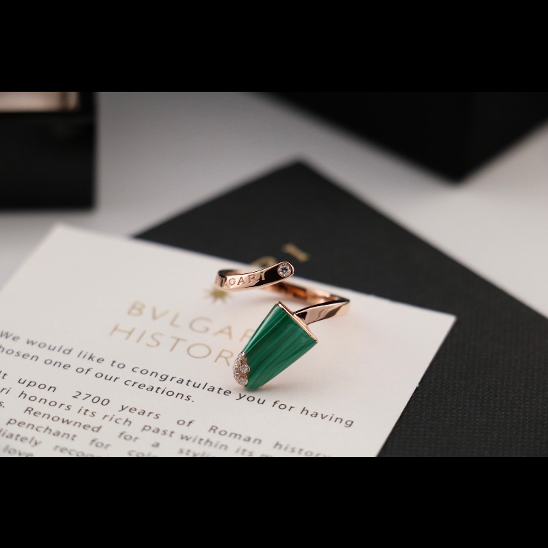BVLGARI玫瑰金 孔雀石 冰淇淋 戒指 52碼-3