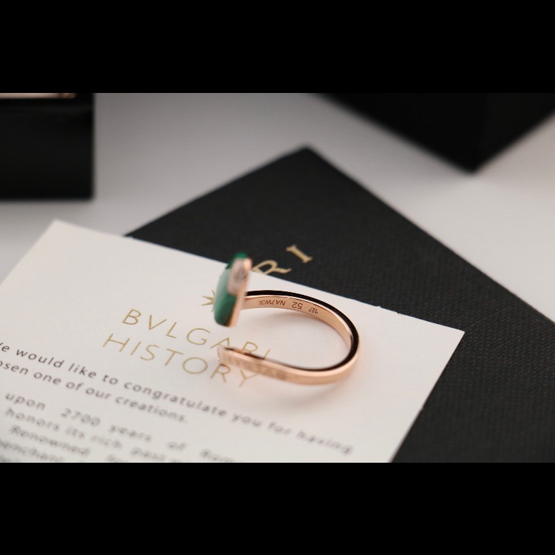 BVLGARI玫瑰金 孔雀石 冰淇淋 戒指 52碼-4