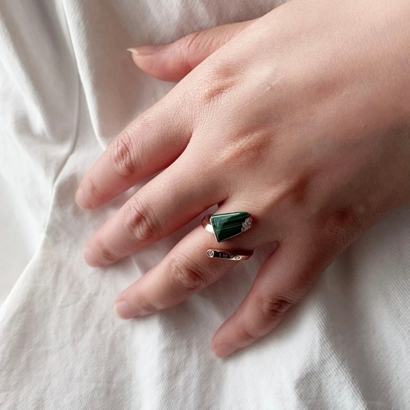 BVLGARI玫瑰金 孔雀石 冰淇淋 戒指 52碼-5